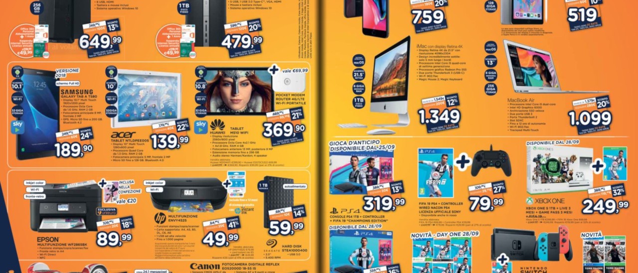 Volantino Unieuro: smartphone, tablet e PC