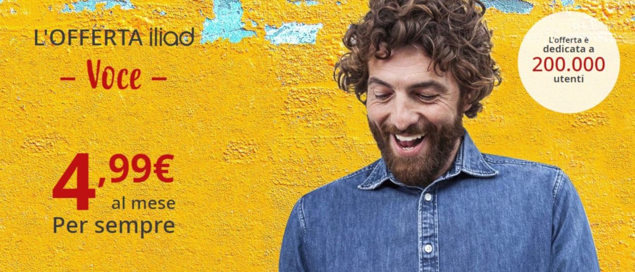 Iliad Voce: chiamate e SMS illimitati e 40 MB