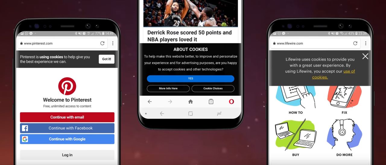 Opera 48 per Android blocca le notifiche dei cookie