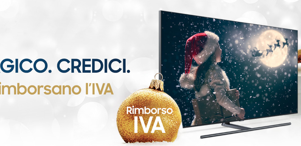 Natale 2018, Samsung rimborsa l'IVA sulle TV
