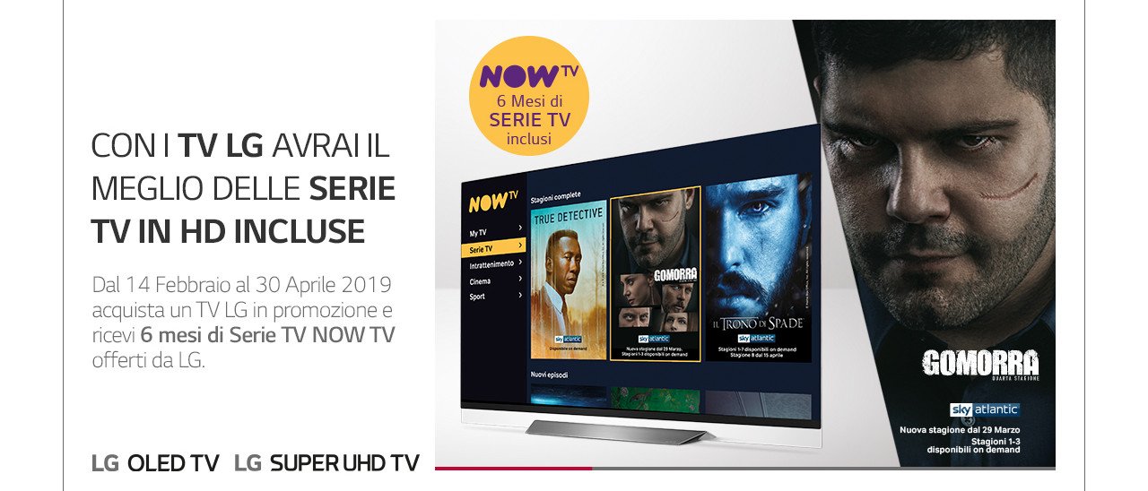 LG regala 6 mesi di Serie TV su NOW TV