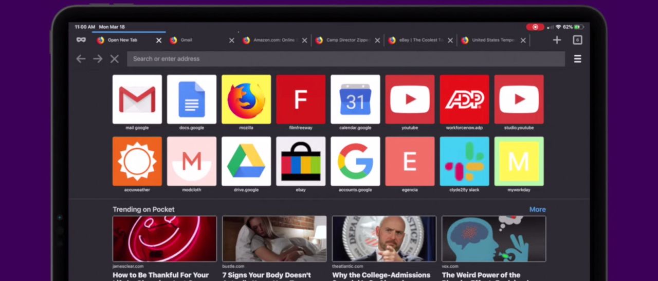 Firefox per iOS, versione ottimizzata per iPad