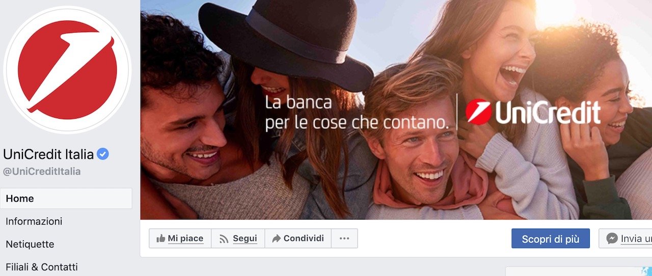 Unicredit via da Facebook, il segnale della svolta