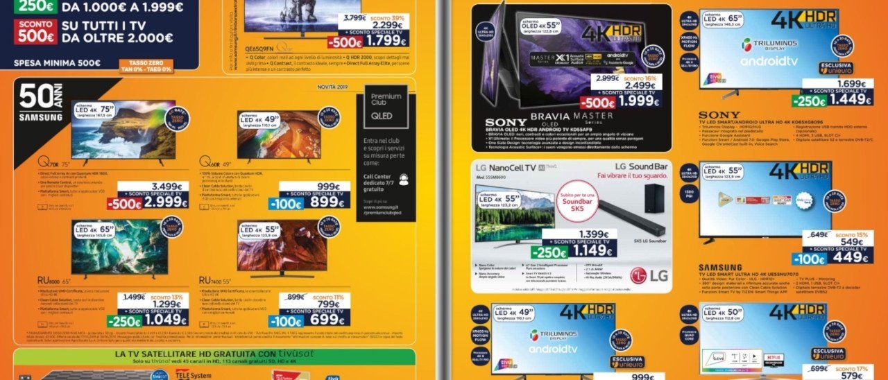 Volantino Unieuro, tanti sconti sulle televisioni