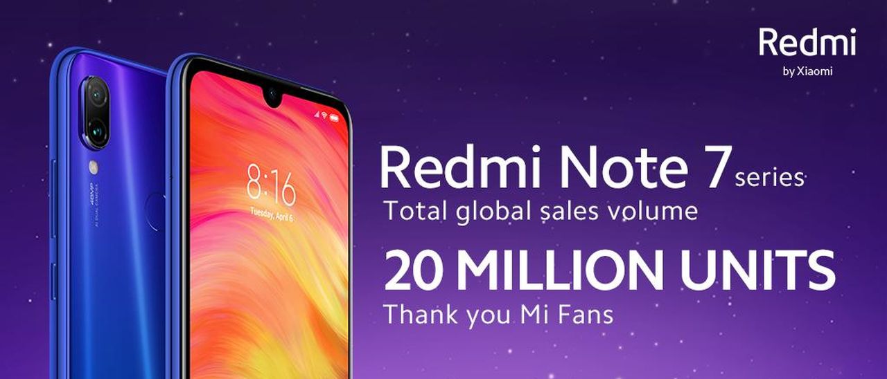 Redmi Note 7, 20 milioni di unità vendute in 7 mesi