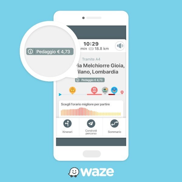 Waze, in Italia la funzione "Costo Pedaggio"