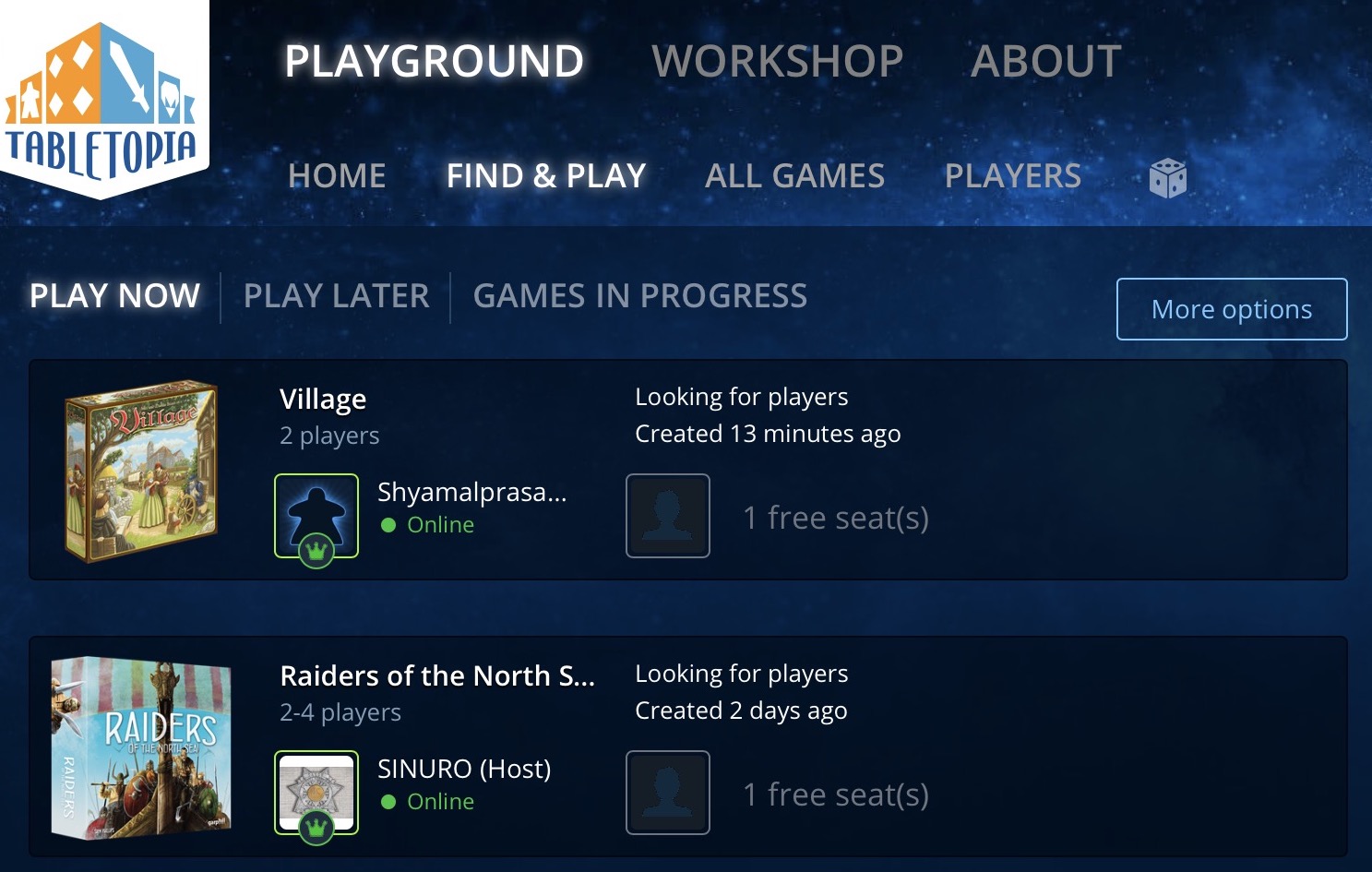 tabletopia partite aperte