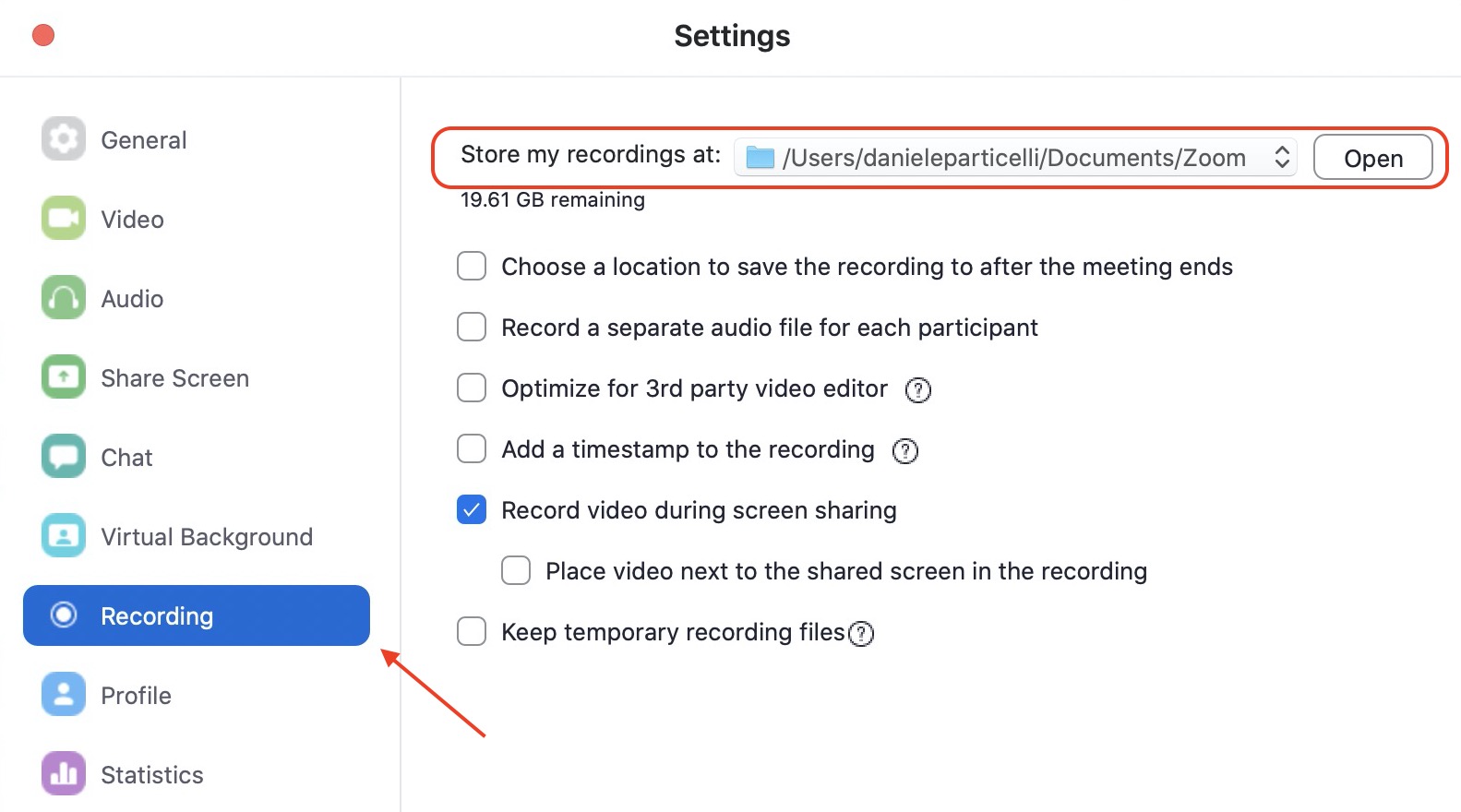 Zoom - Registrare incontro