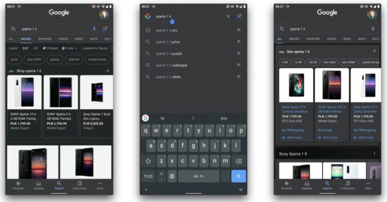 Lens appare nella ricerca immagini dell'app Google