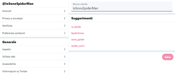 Dove modificare il nome utente su Twitter