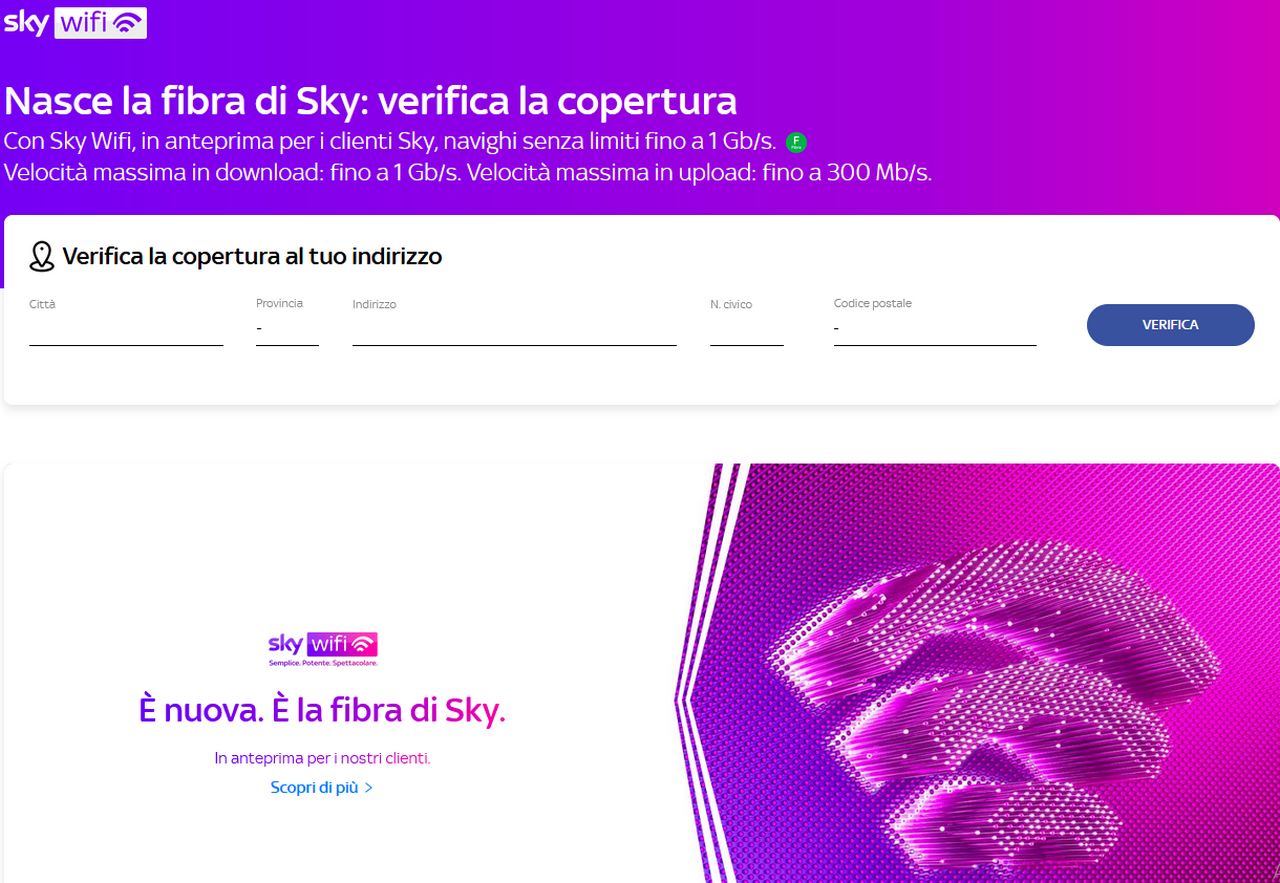 sky wifi verifica copertura