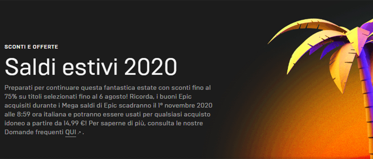 Epic Games Store, al via i Saldi estivi 2020