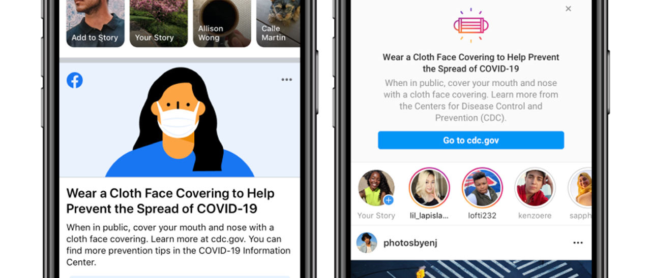 Facebook ci ricorda di indossare le mascherine