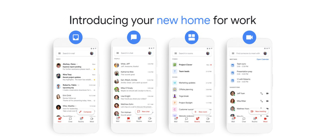 Google raggruppa tutto: Chat, Meet, Rooms e Docs in Gmail