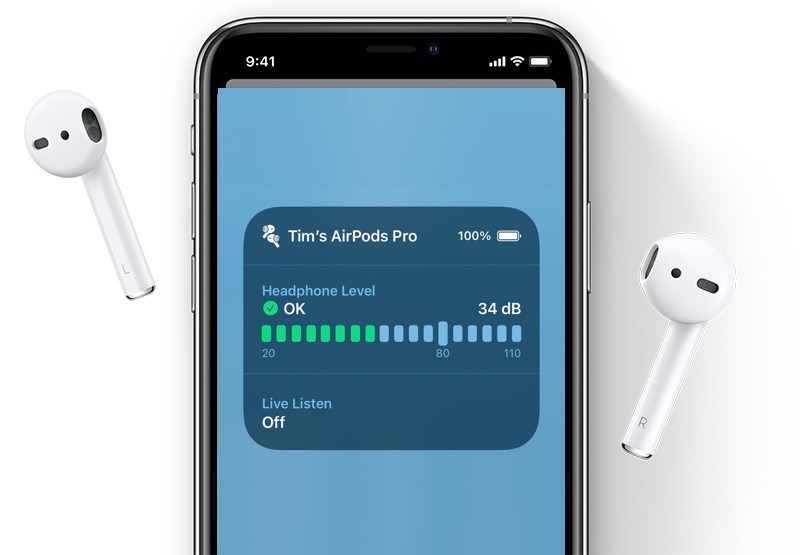iOS 14, controllare il volume AirPods in tempo reale
