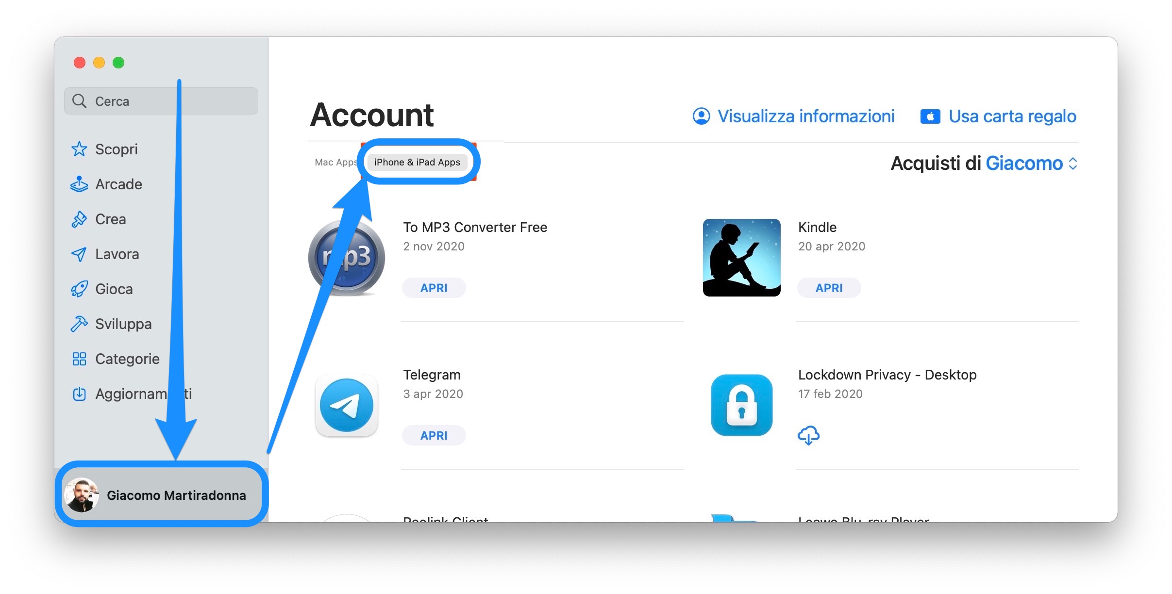 Installare app iOS su Mac - App Store