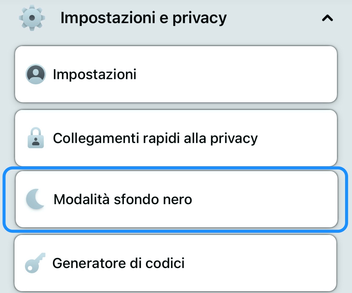 Modalità Sfondo Nero Facebook iPhone Modalità Dark