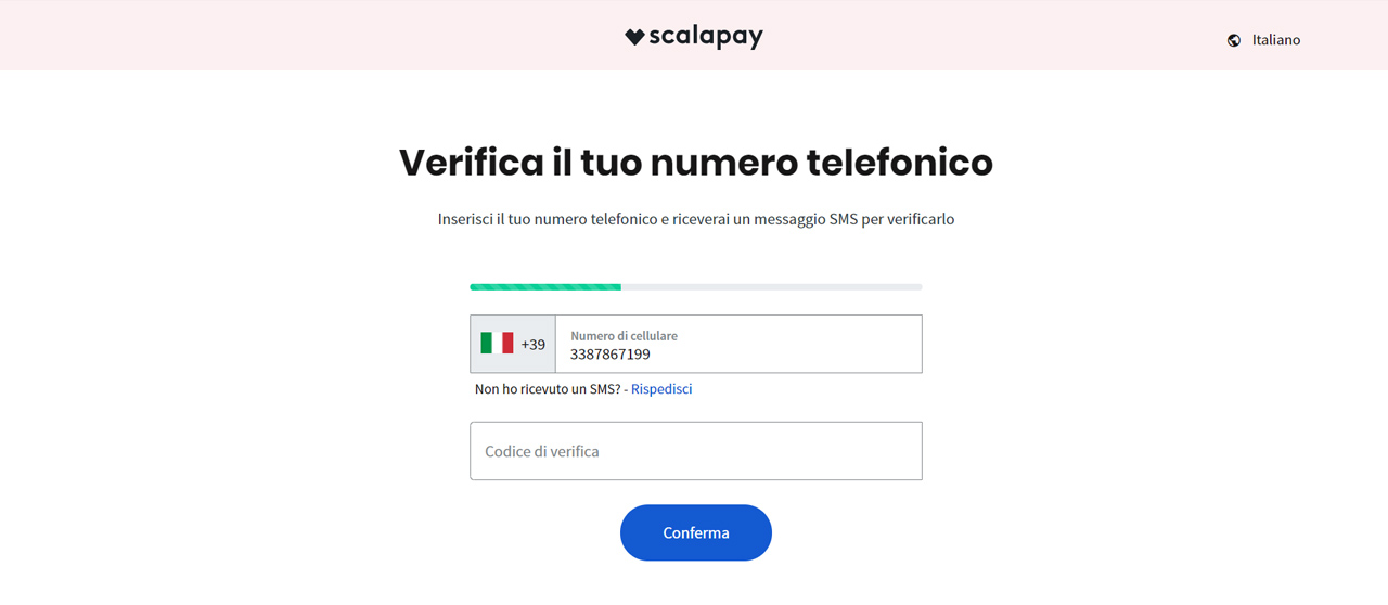 Registrarsi sul sito Scalapay