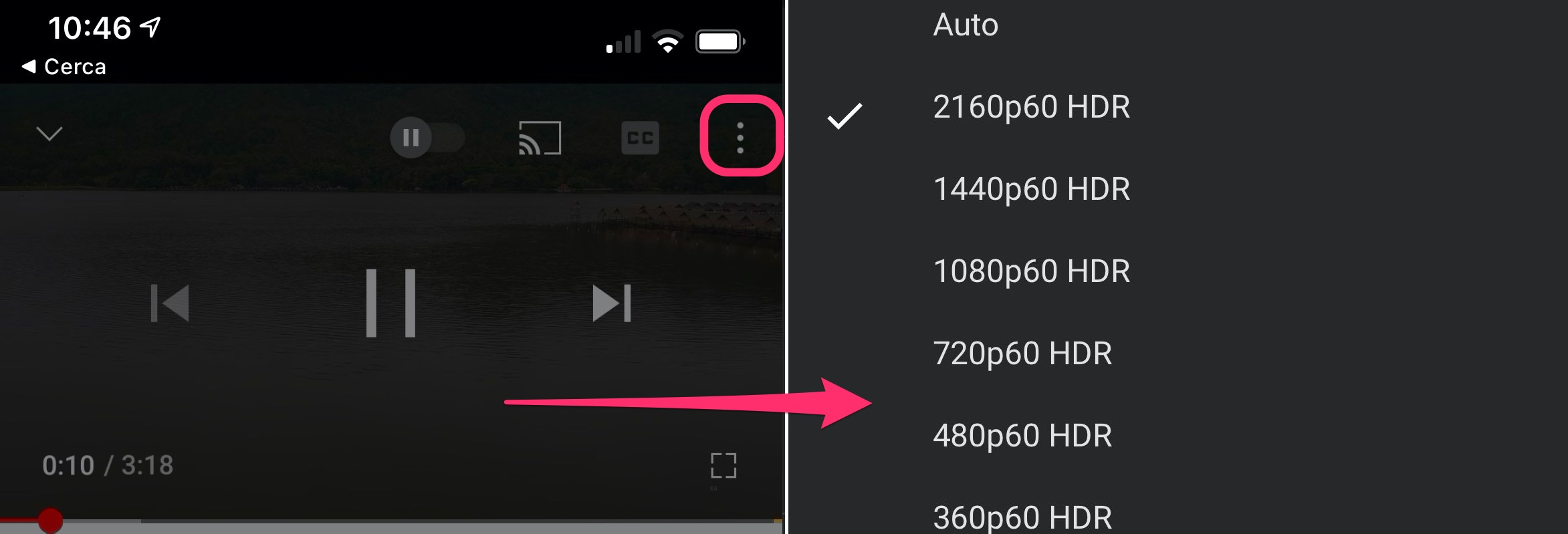 Attivare HDR su Youtube per iPhone