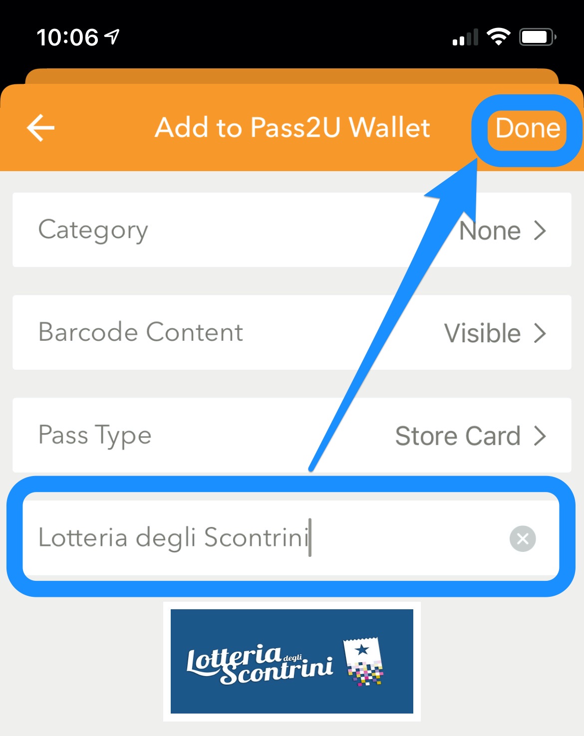 Aggiungere su Wallet il proprio Codice Lotteria 