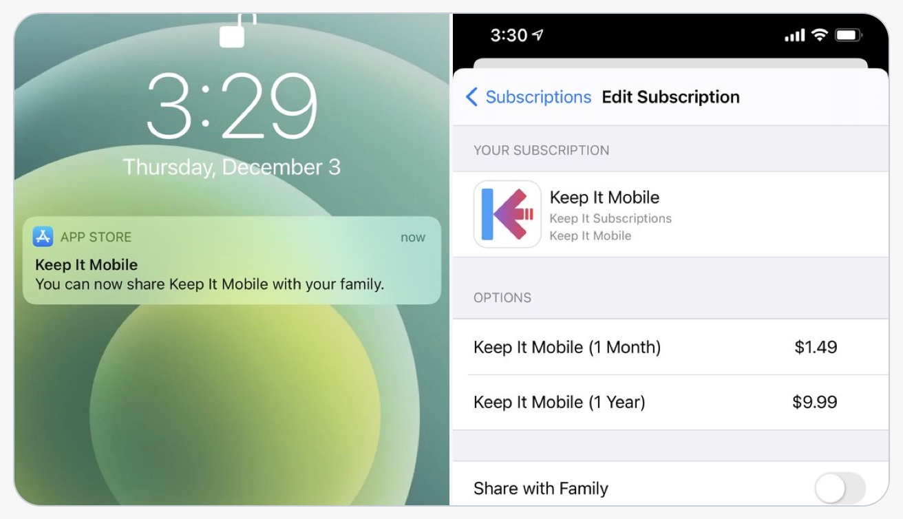 condivisione abbonamento in famiglia acquisto in app