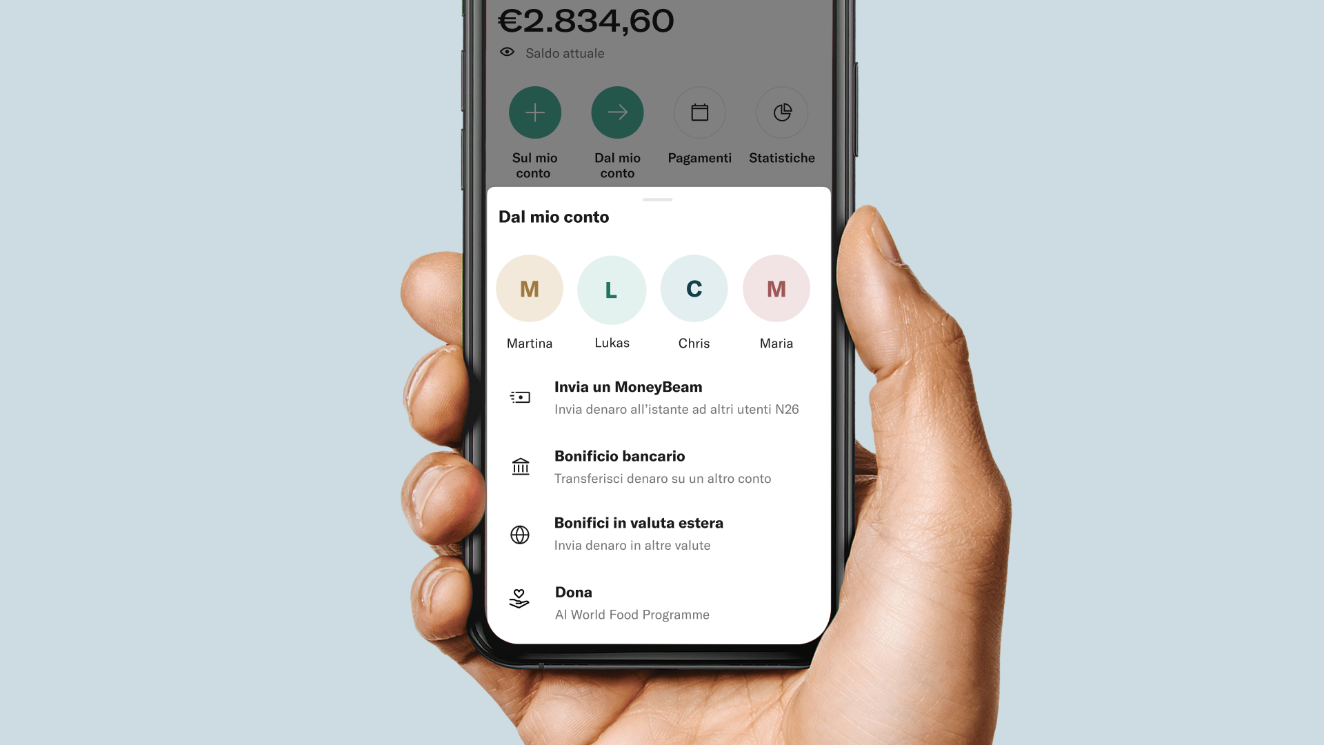 N26 Funzione Donazioni World Food Programme