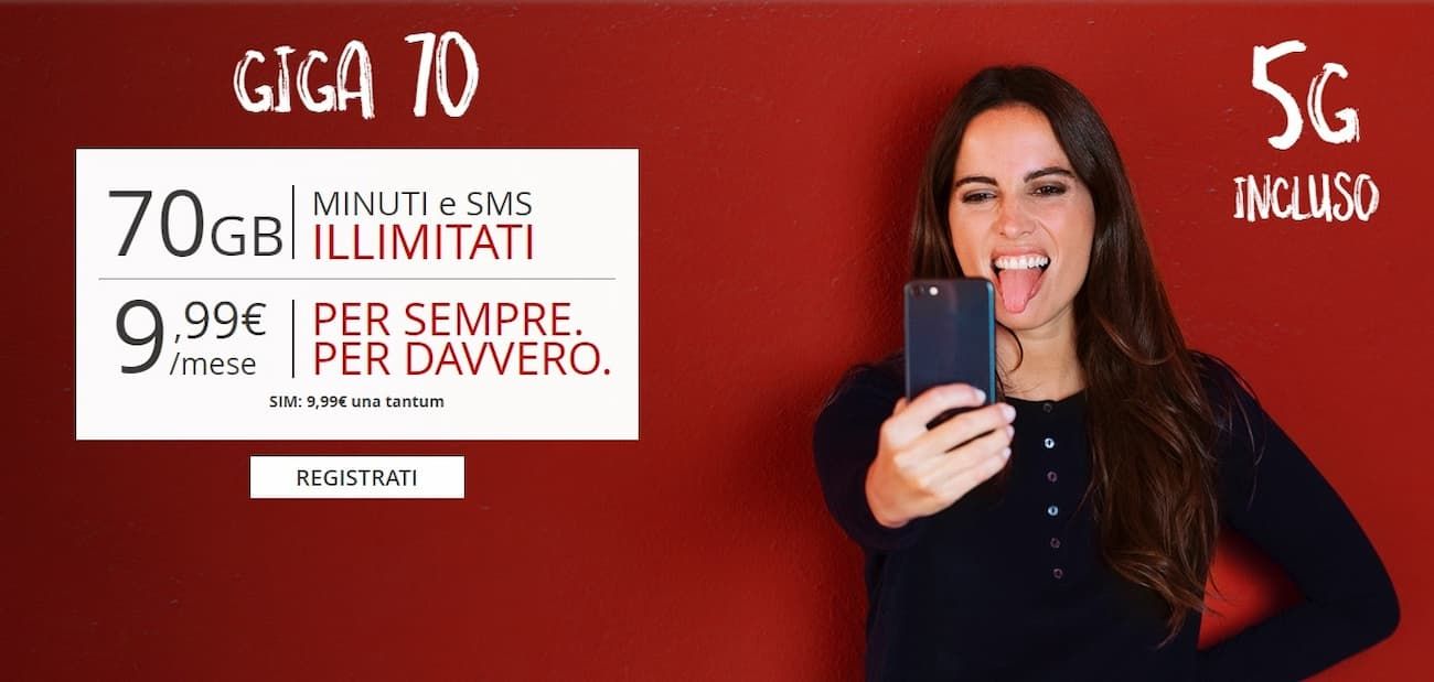 Iliad: Giga 70 con 5G incluso a 9,99 euro
