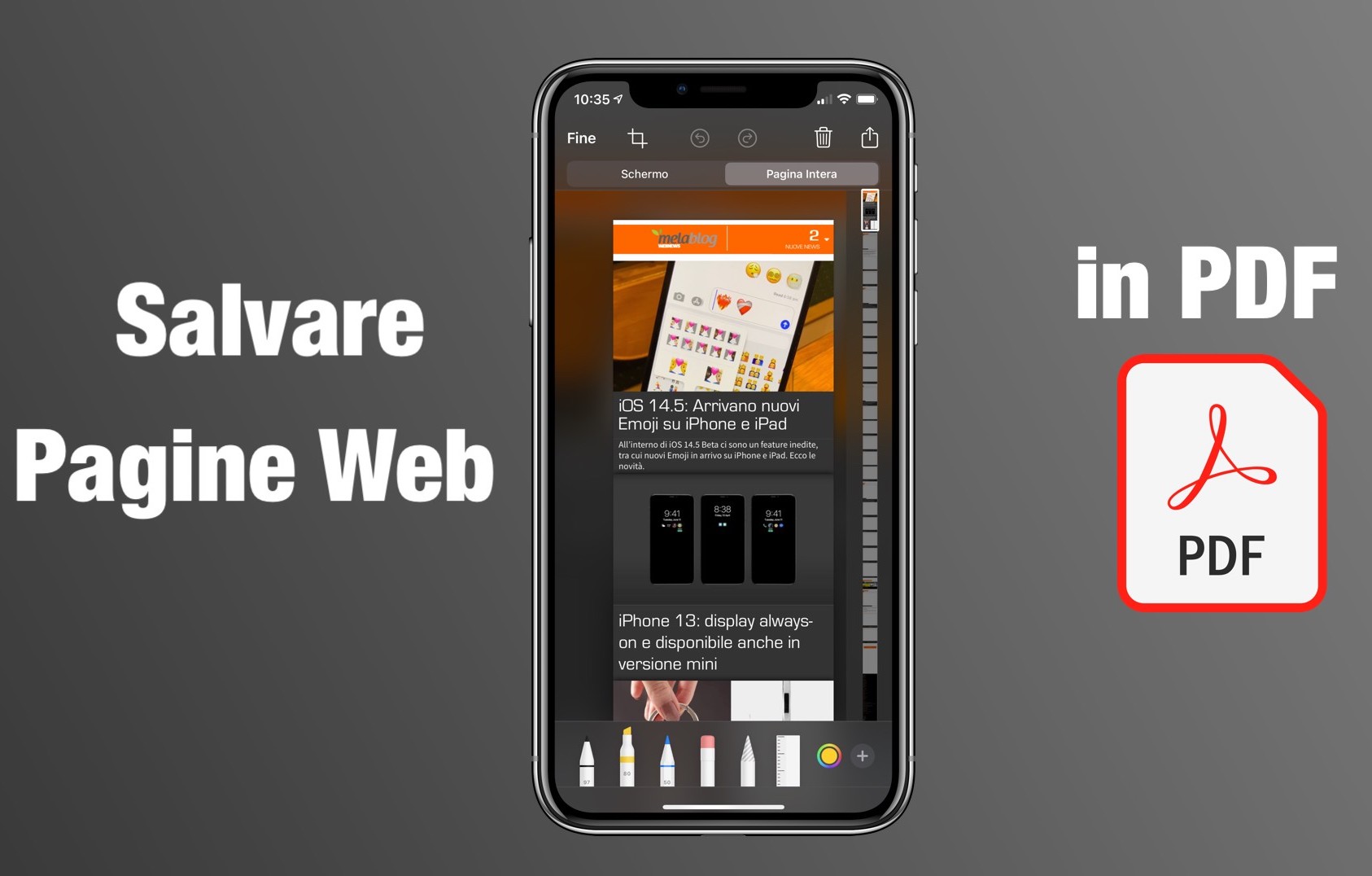 iPhone, salvare un'intera pagina Web in PDF
