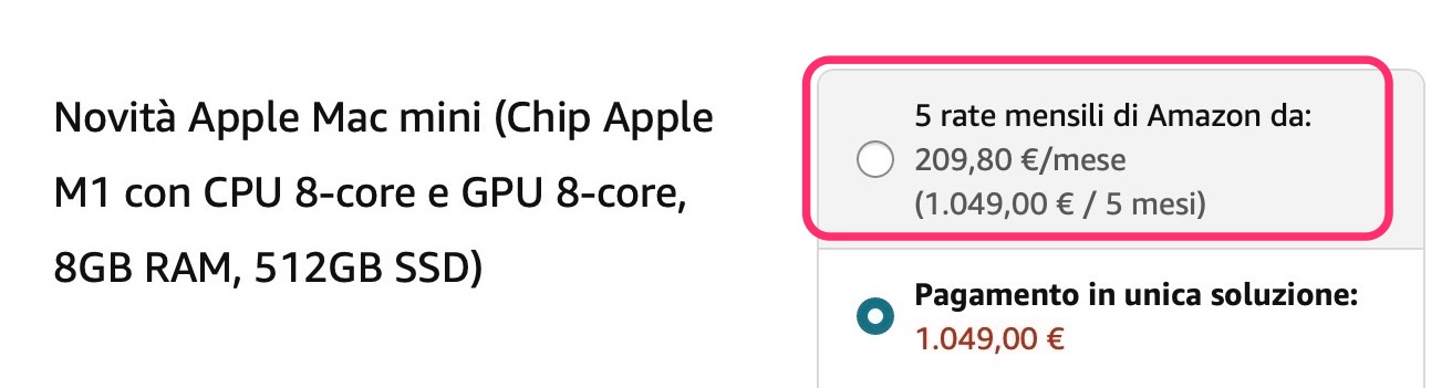 Pagamenti Rateali Amazon