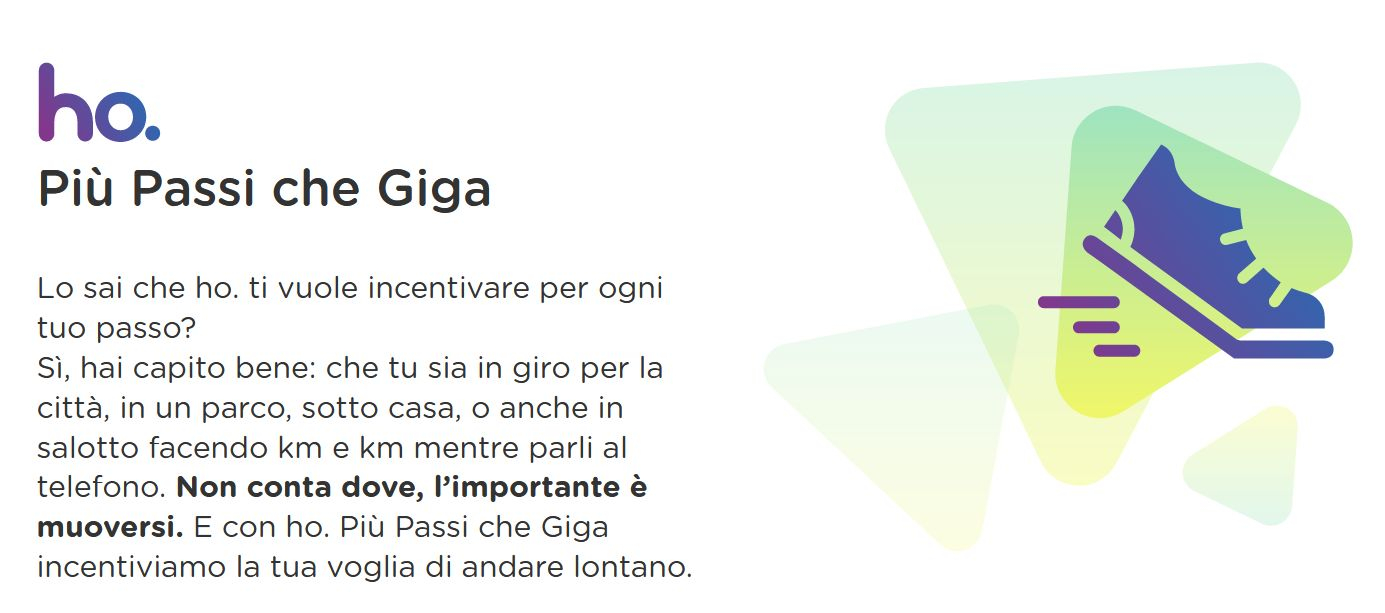 Ho. Mobile ti premia se cammini più di quanto navighi