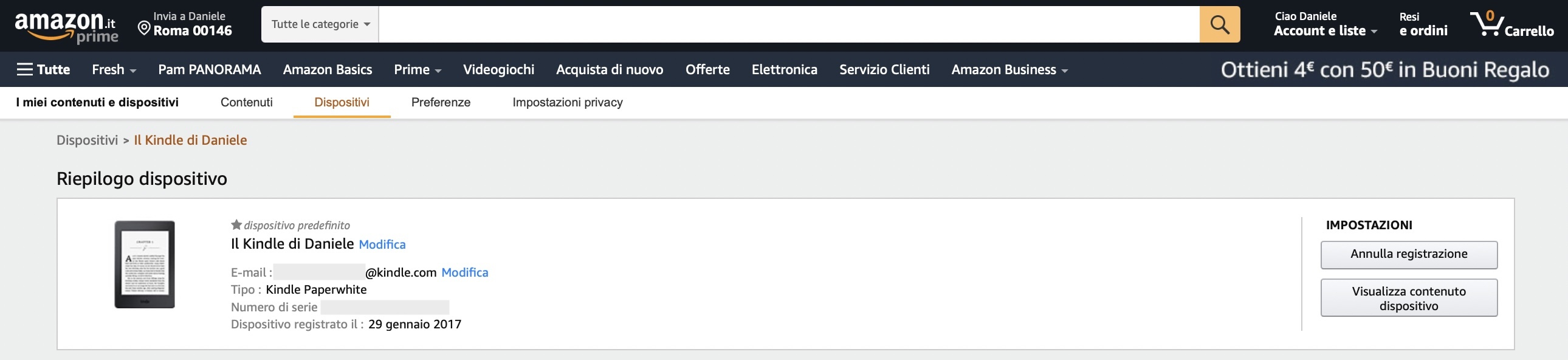kindle indirizzo email