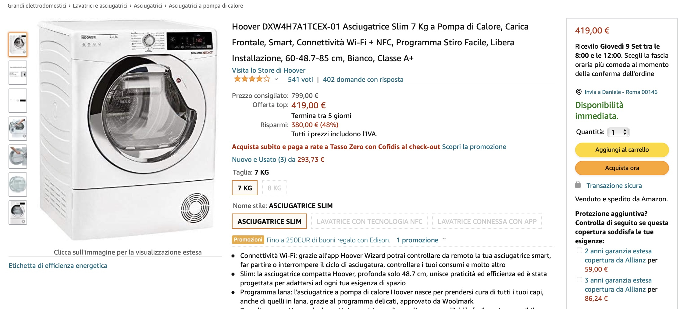 asciugatrice Hoover DXW4H7A1TCEX-01