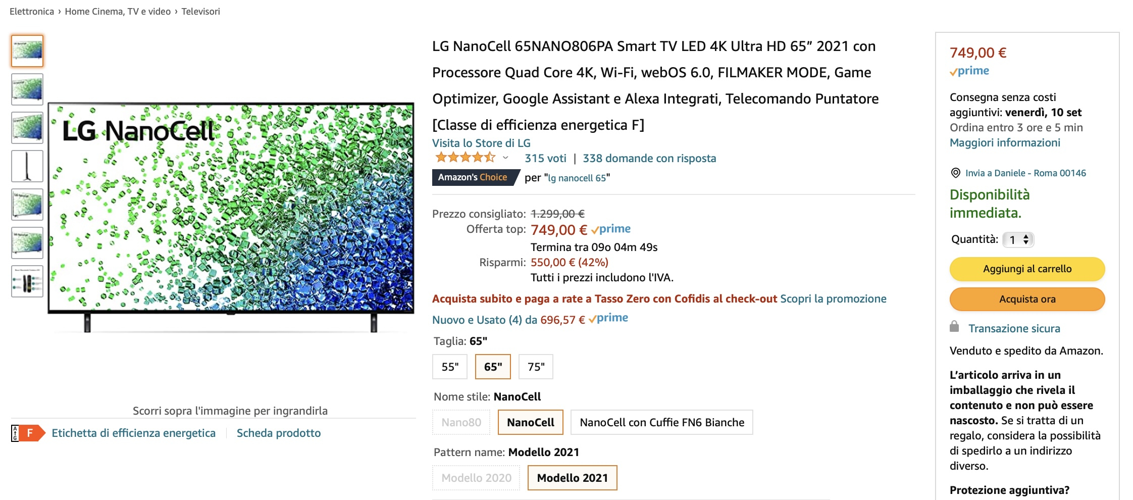 LG NanoCell 65NANO806PA