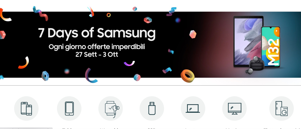 7 giorni di Samsung: una settimana di offerte da non perdere