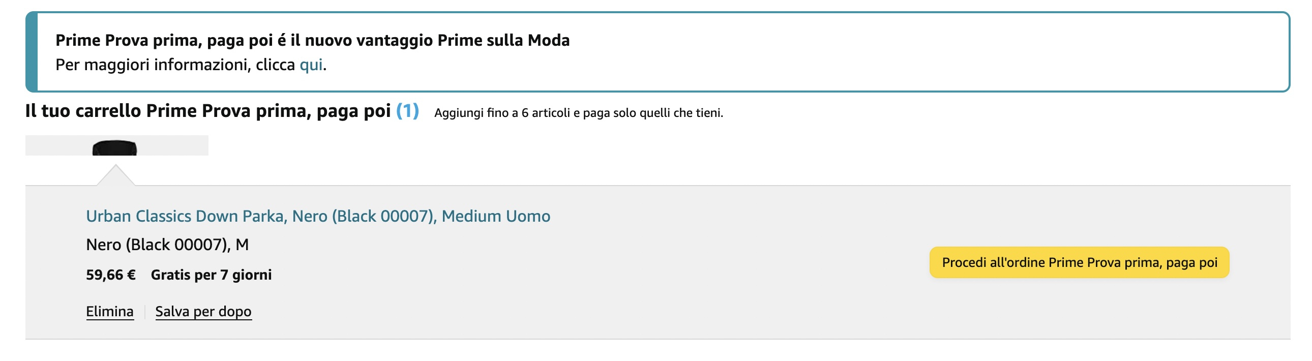 Prime Prova Prima, Paga Poi