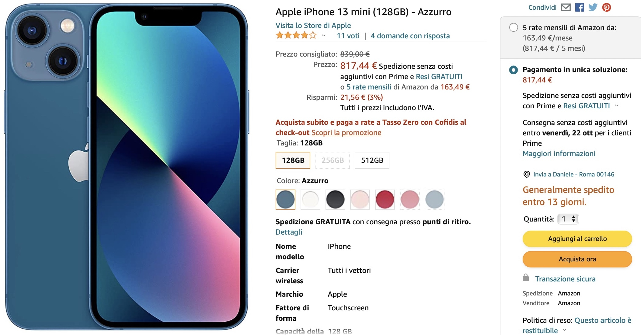 iphone 13 Mini sconto