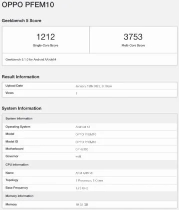 oppo find x5 pro specifiche leak geekbench
