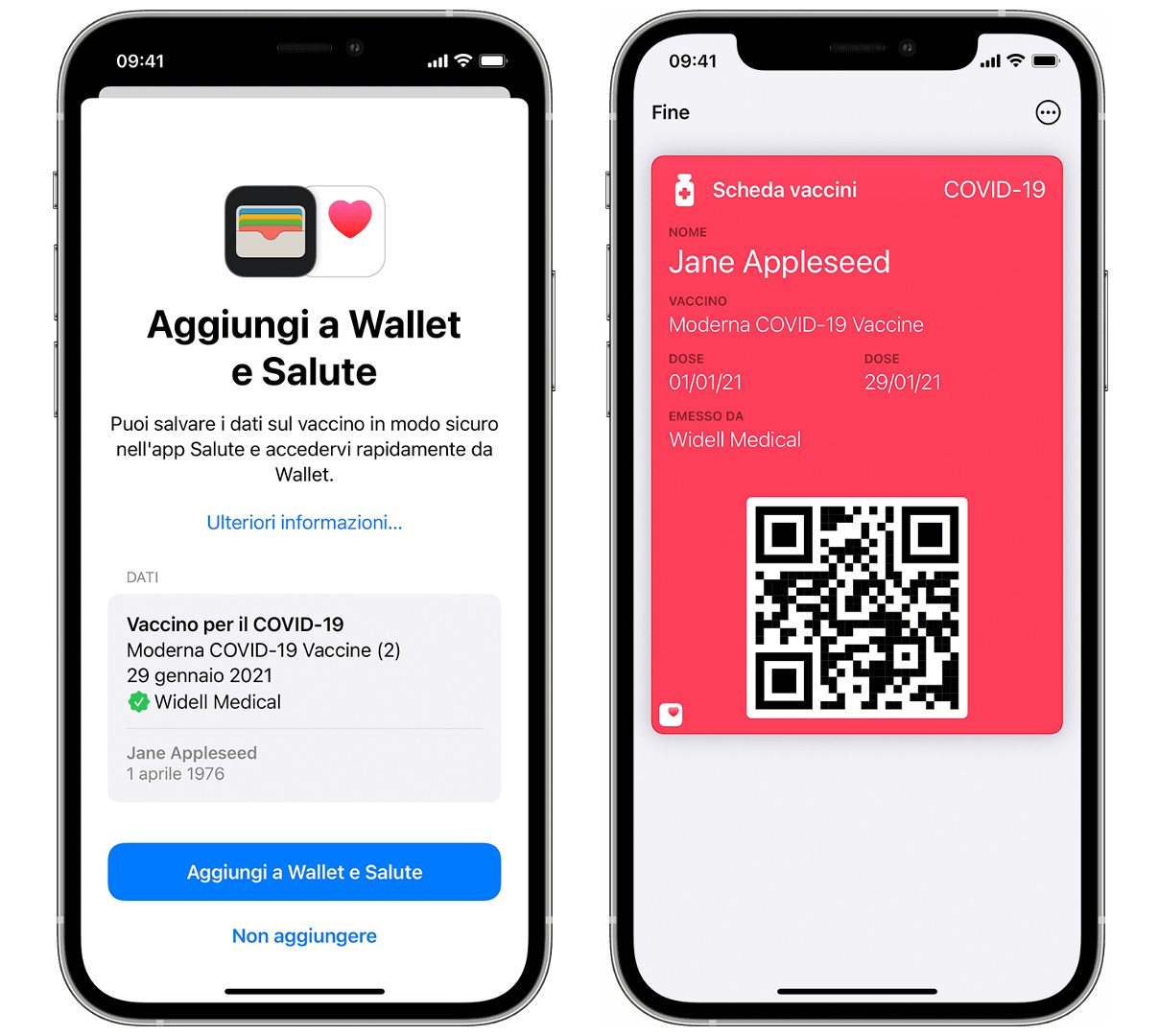 Vaccinazione COVID-19 app Salute e Wallet