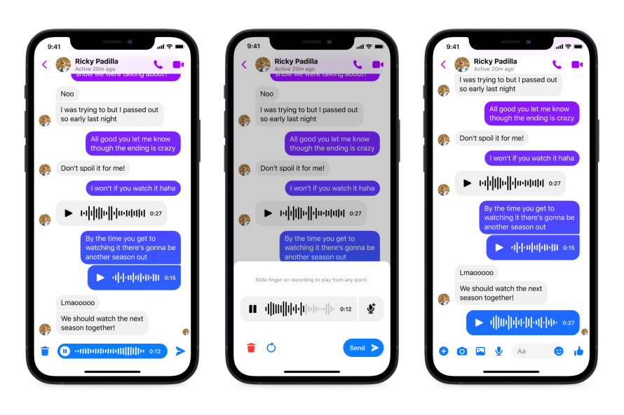Messenger messaggi vocali