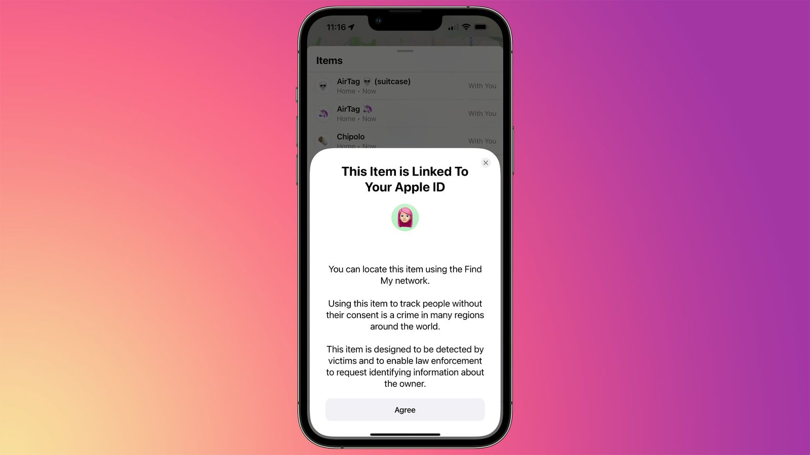 Apple ID avviso AirTag