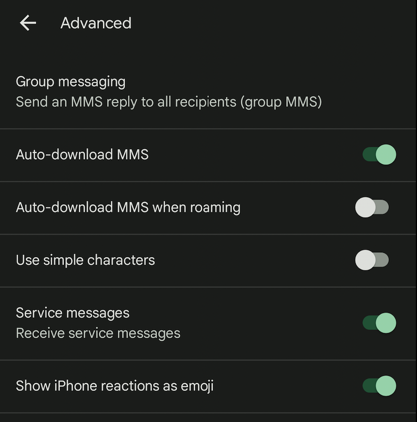 Google Messaggi Impostazioni Avanzate