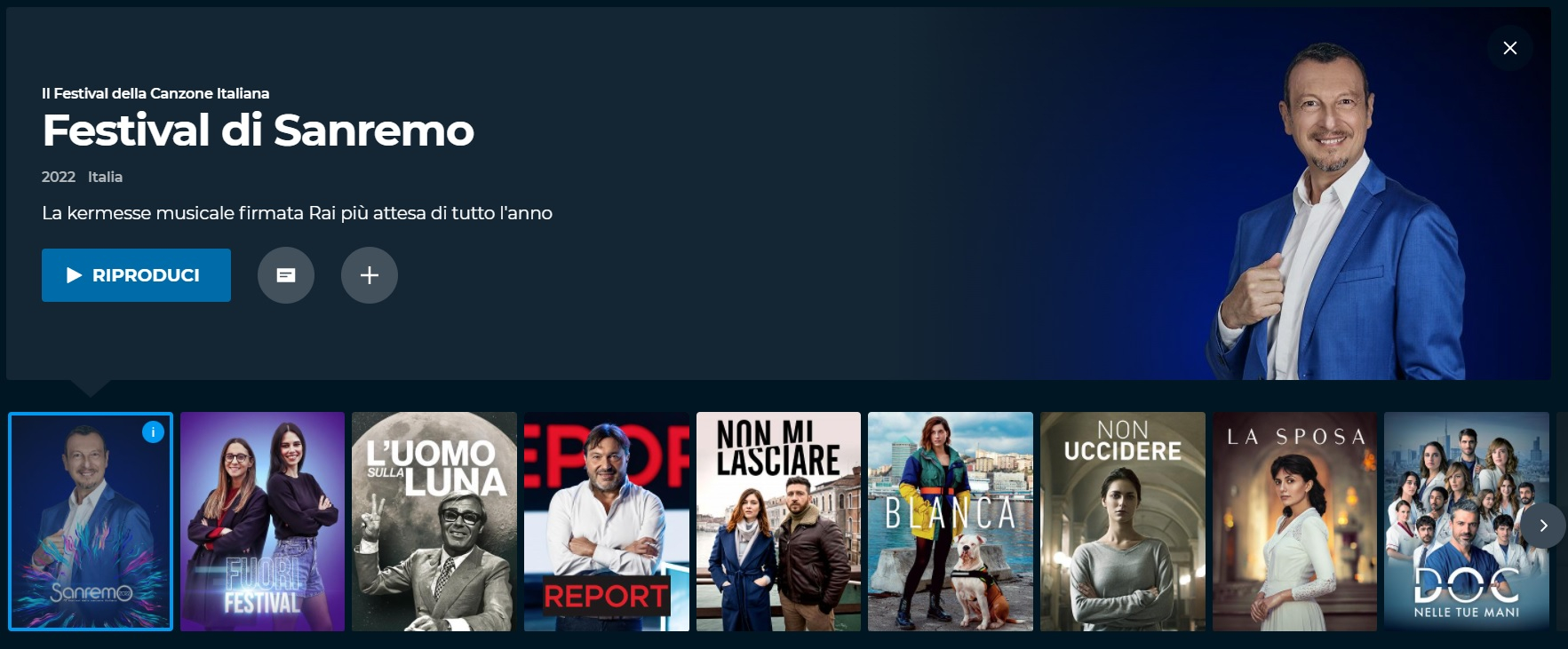 Sanremo 2022 su RaiPlay