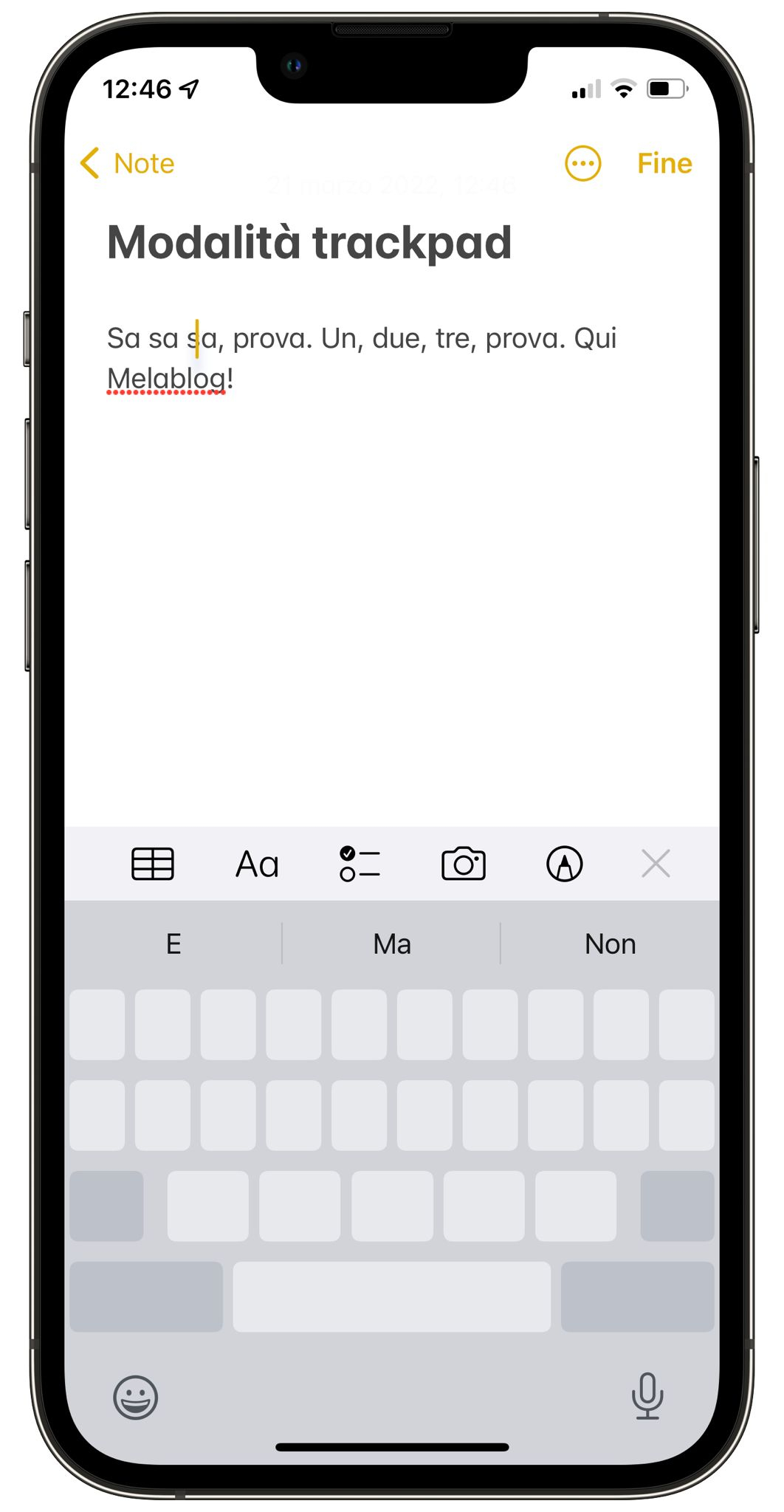 Modalità trackpad iPhone