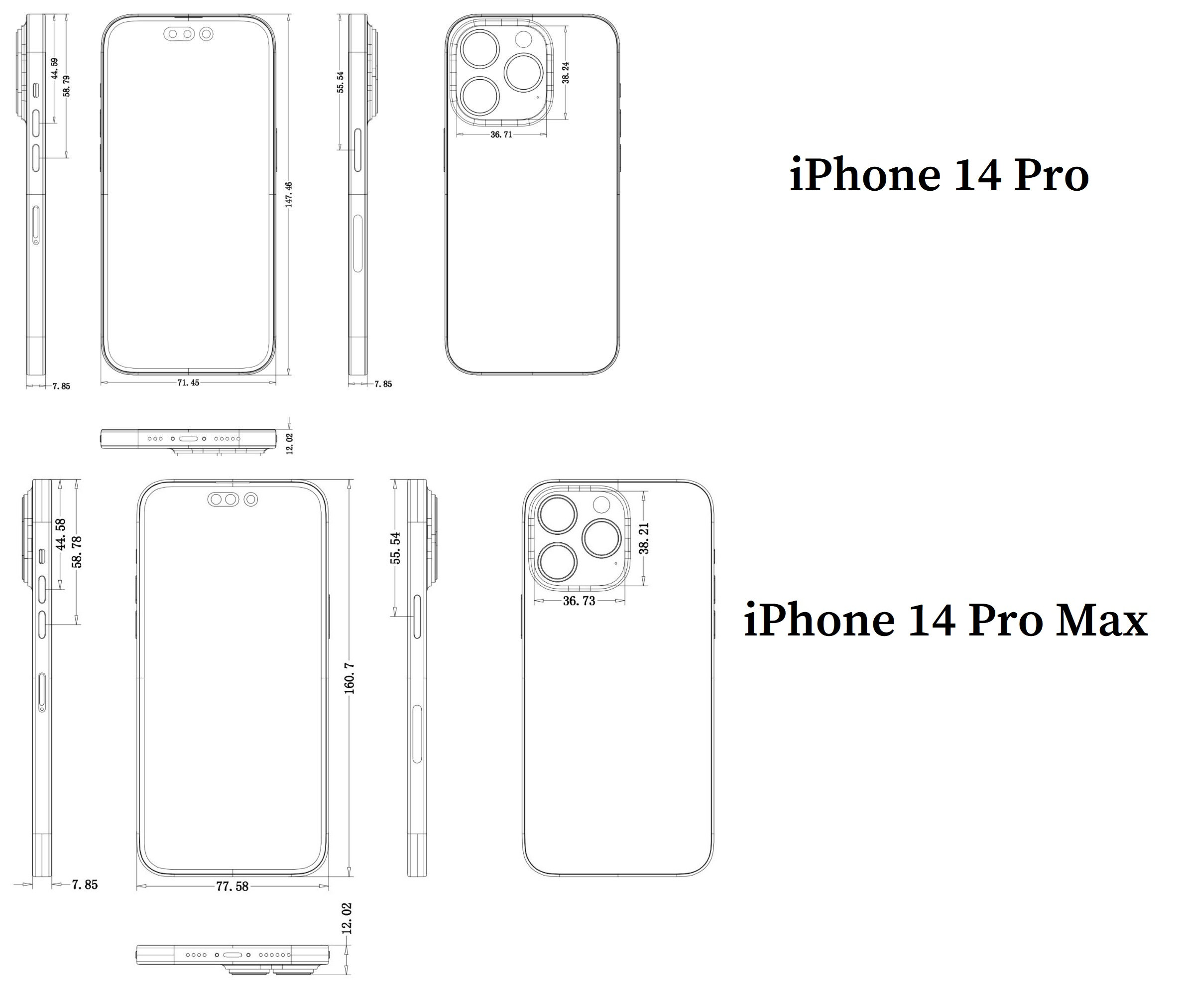 Schemi iPhone 14 Pro e iPhone 14 Pro Max
