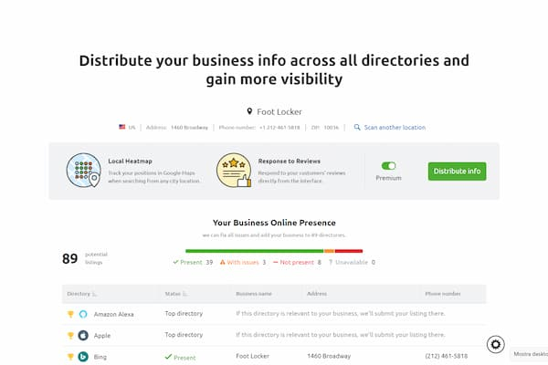 Semrush Local SEO list management