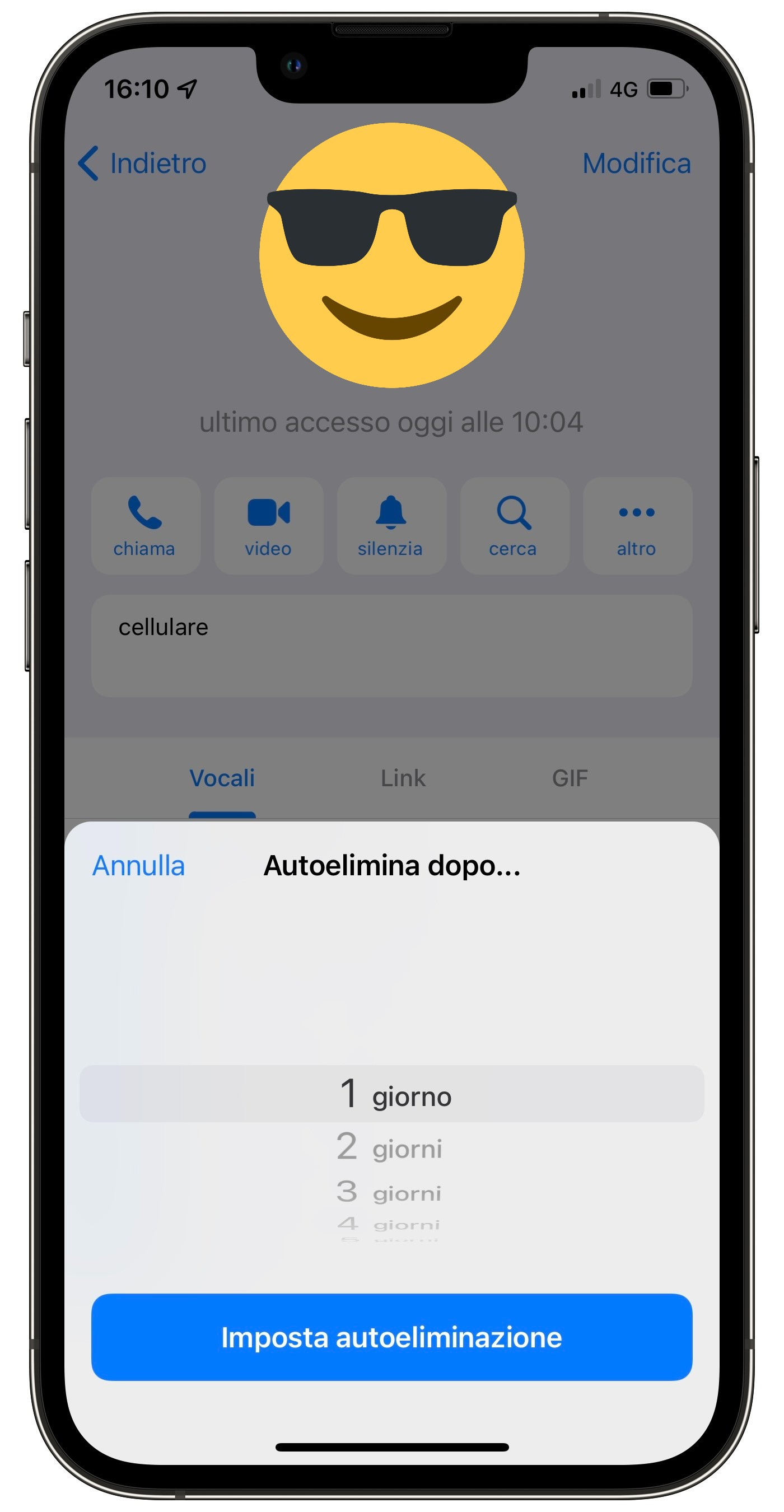 Telegram messaggi effimeri