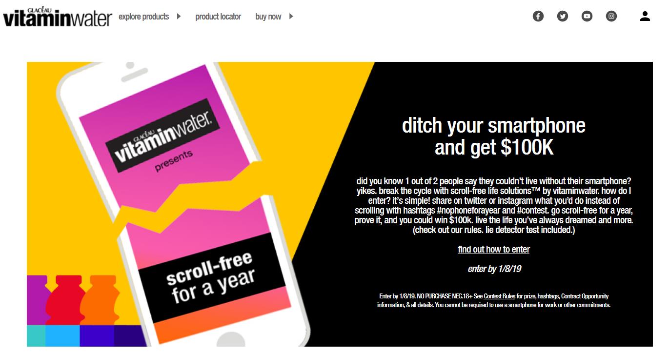 Smartphone dipendenti? Vitaminwater: ‘staccate per un anno, e vi daremo 100.000 dollari’