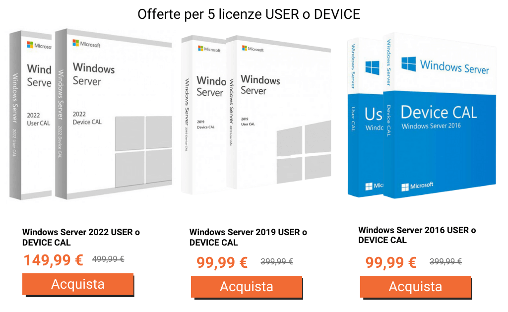 Acquistare Windows Server CAL