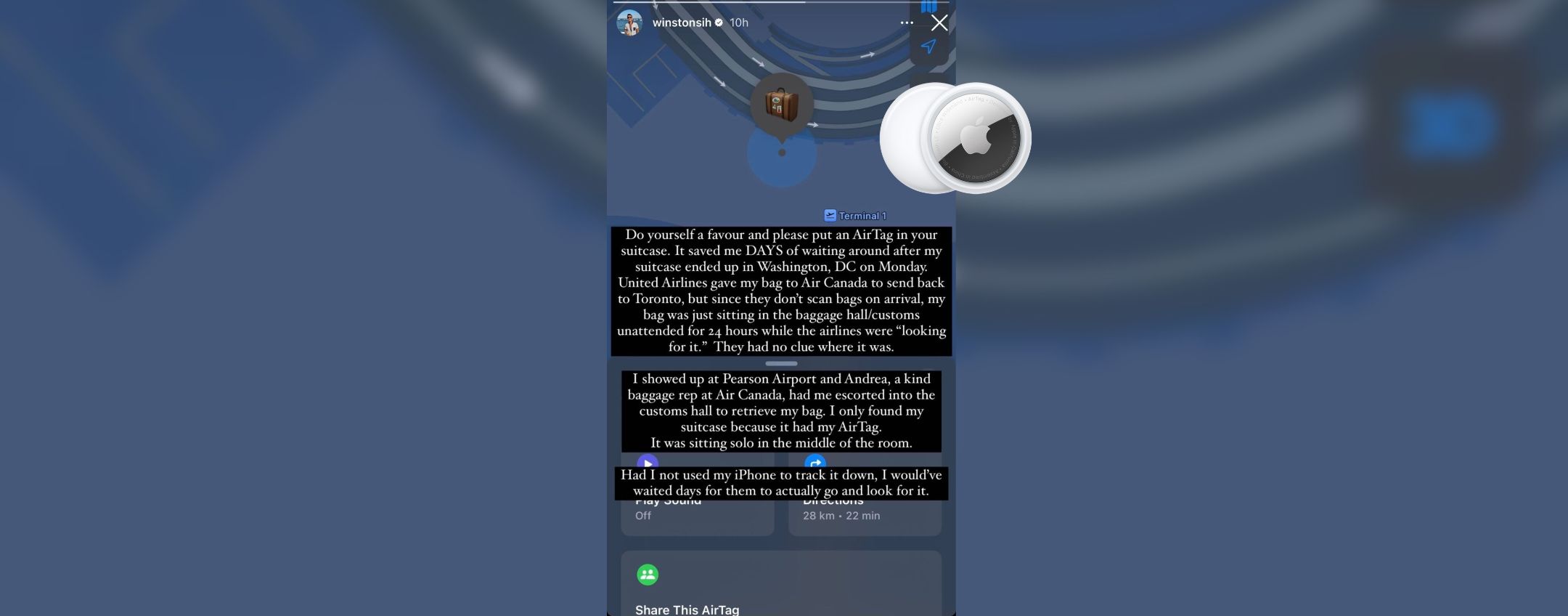 AirTag smaschera la compagnia aerea che aveva smarrito il bagaglio di un passeggero