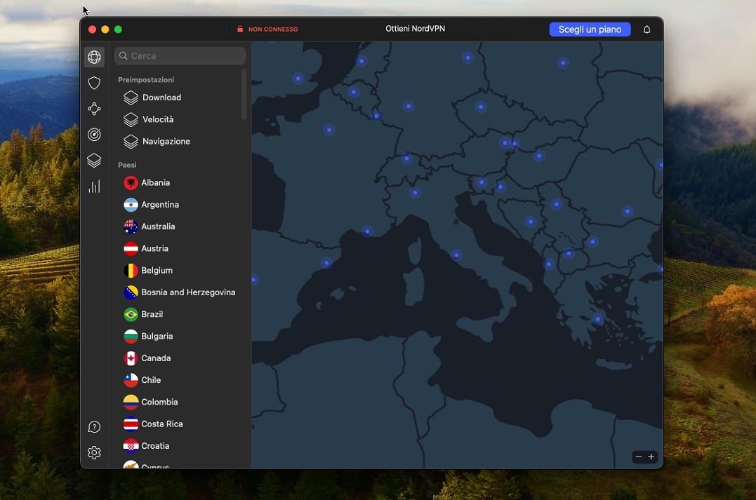 Interfaccia NordVPN